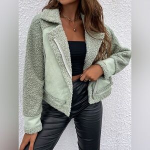 SHEIN Mint Teddy Jacket